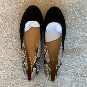 Brand New Violet & Red Flats, Black, 7M (NWT)